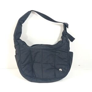 Westbronco Black Quilted Nylon Crescent Hobo Shoulder Bag Adjustable Strap